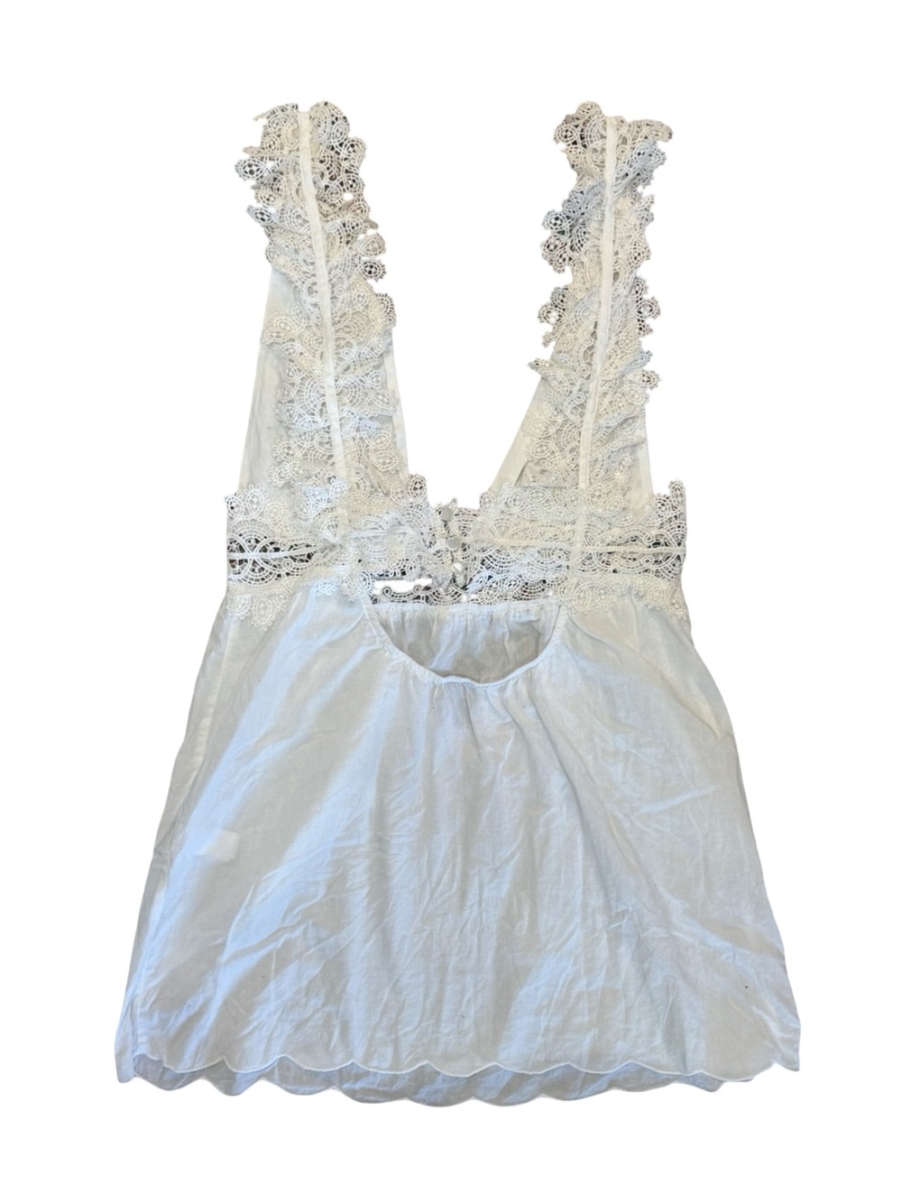 👙🤿🌴 ASOS White Lace-Trim V-Neck Mini Dress Coverup 🌴🤿👙 - Picture 2 of 12